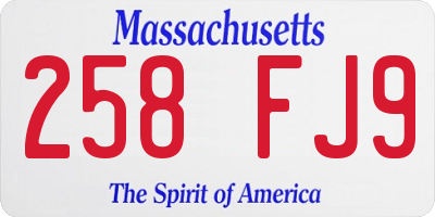 MA license plate 258FJ9