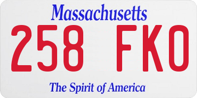 MA license plate 258FK0