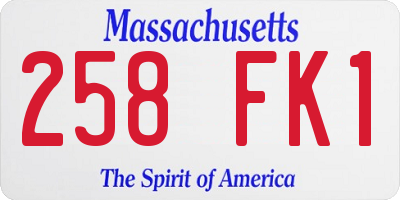 MA license plate 258FK1