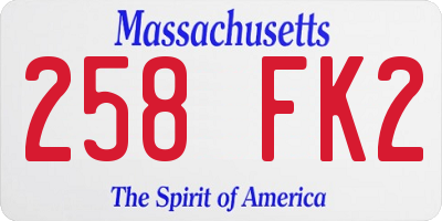 MA license plate 258FK2