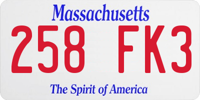 MA license plate 258FK3
