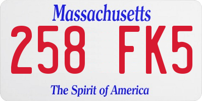 MA license plate 258FK5