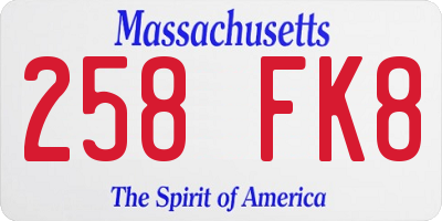 MA license plate 258FK8