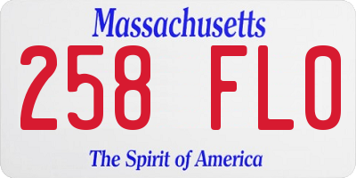 MA license plate 258FL0