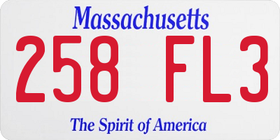 MA license plate 258FL3