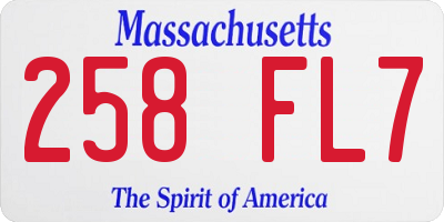 MA license plate 258FL7