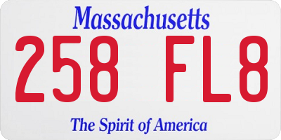 MA license plate 258FL8