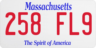MA license plate 258FL9
