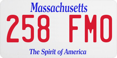 MA license plate 258FM0