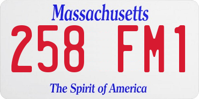 MA license plate 258FM1