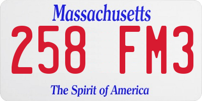 MA license plate 258FM3