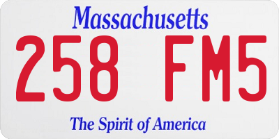MA license plate 258FM5