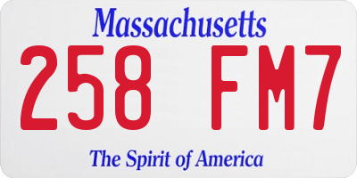 MA license plate 258FM7