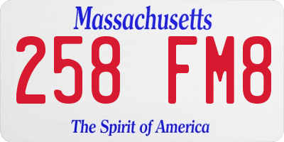 MA license plate 258FM8