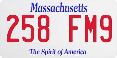 MA license plate 258FM9
