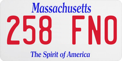 MA license plate 258FN0