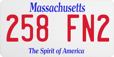 MA license plate 258FN2