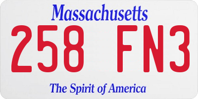 MA license plate 258FN3