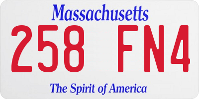 MA license plate 258FN4