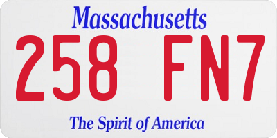 MA license plate 258FN7