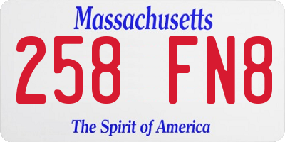 MA license plate 258FN8