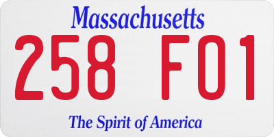 MA license plate 258FO1
