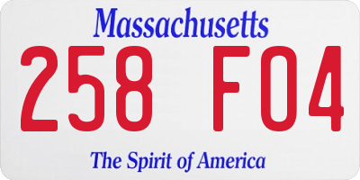 MA license plate 258FO4