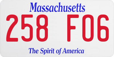 MA license plate 258FO6