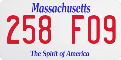 MA license plate 258FO9