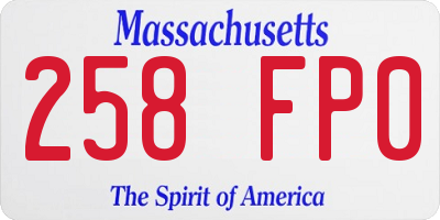 MA license plate 258FP0