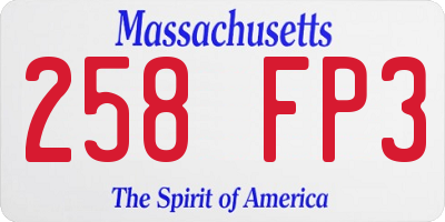 MA license plate 258FP3