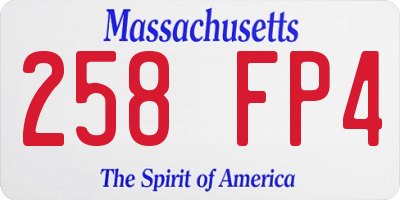 MA license plate 258FP4
