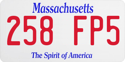 MA license plate 258FP5