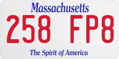 MA license plate 258FP8