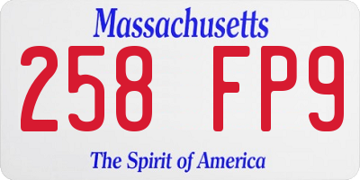 MA license plate 258FP9