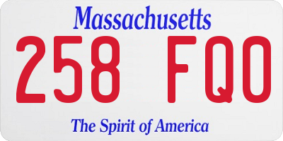 MA license plate 258FQ0