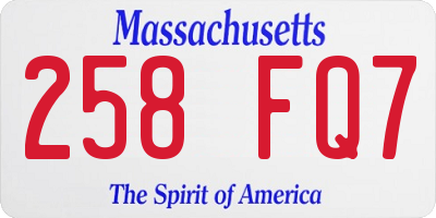 MA license plate 258FQ7