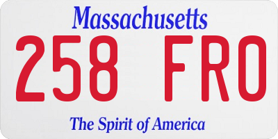 MA license plate 258FR0