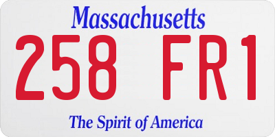 MA license plate 258FR1