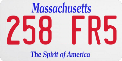 MA license plate 258FR5