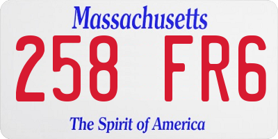 MA license plate 258FR6