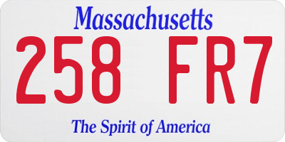 MA license plate 258FR7