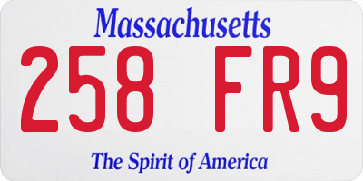 MA license plate 258FR9