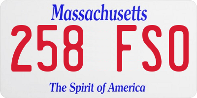 MA license plate 258FS0