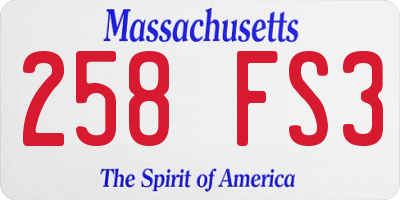 MA license plate 258FS3