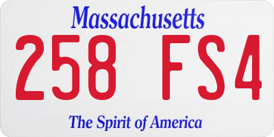 MA license plate 258FS4