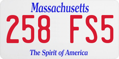 MA license plate 258FS5