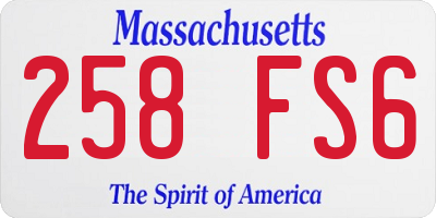 MA license plate 258FS6