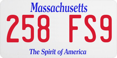 MA license plate 258FS9