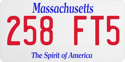 MA license plate 258FT5